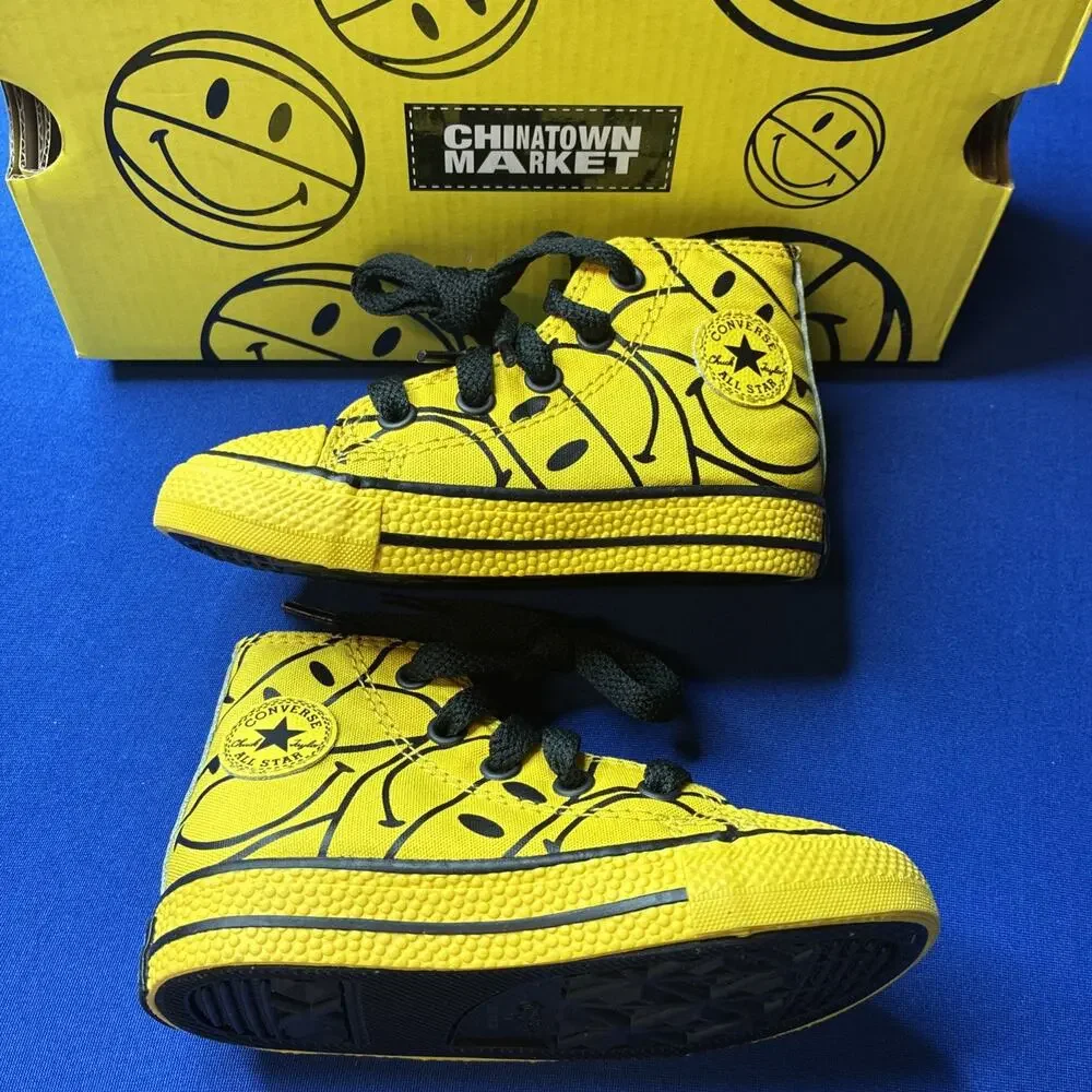 Infant Toddler Girls Boys Converse Happy Face 771256C Yellow Sneakers Size 6